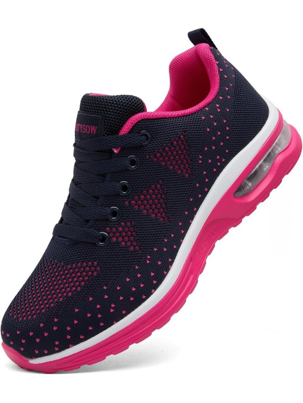 Women's Blue Rose Red Rubber Walking Shoes Lightweight Comfortable Sport Sneaker